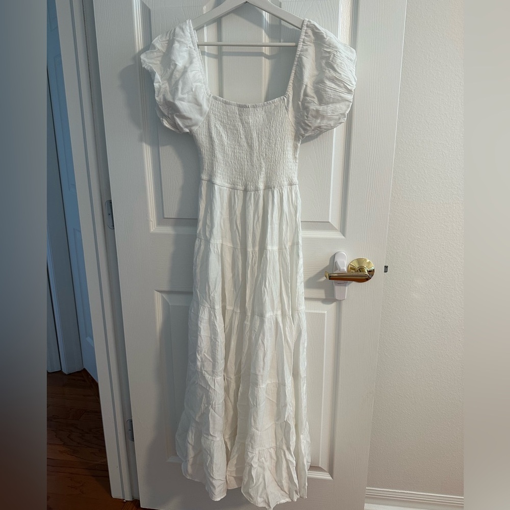 Elegant White Puff OFF the shoulder maternity dress